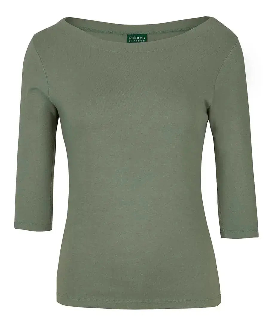 C Of C Ladies 3/4 Sleeve Boat Neck Tee 1BT3 - Flash Uniforms